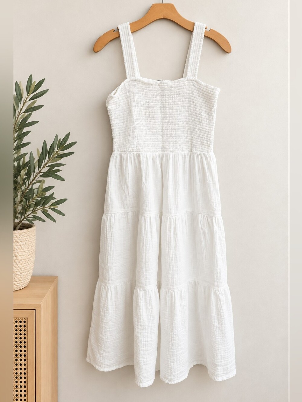 Quince White Cotton Midi Dress